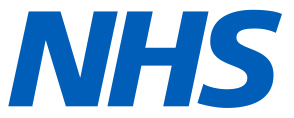 The NHS logo, blue letters with a white background